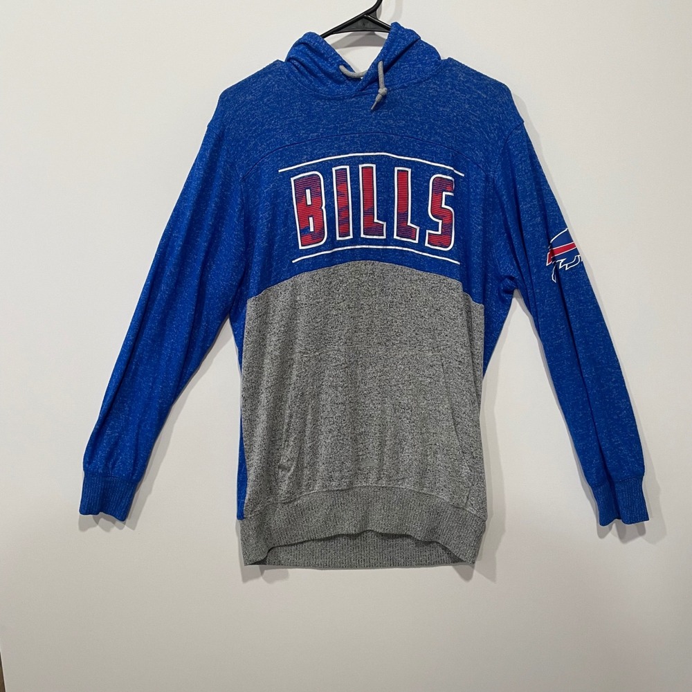 Buffalo Bills NFL Team Apparel Blue Gray Color Block Hoodie Sweatshirt Size L‎